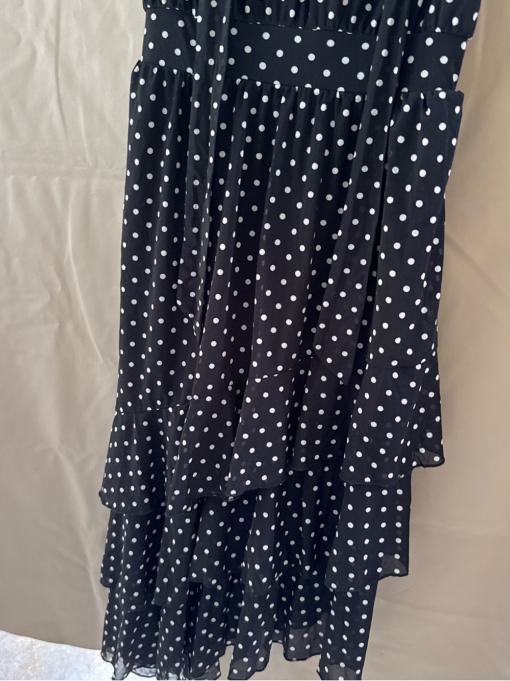 Black Dress with White Polka Dots, Midi - Picture 7 of 7